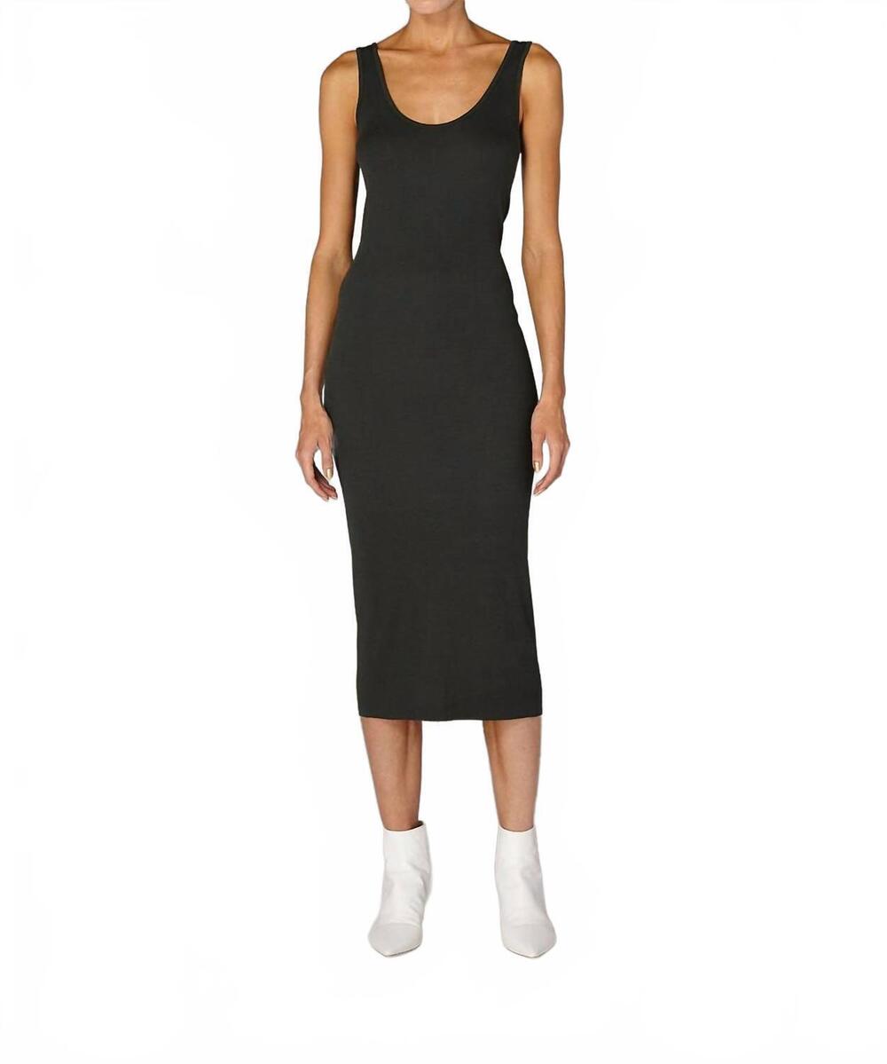 NEW ENZA COSTA silk rib tank midi dress in hunter